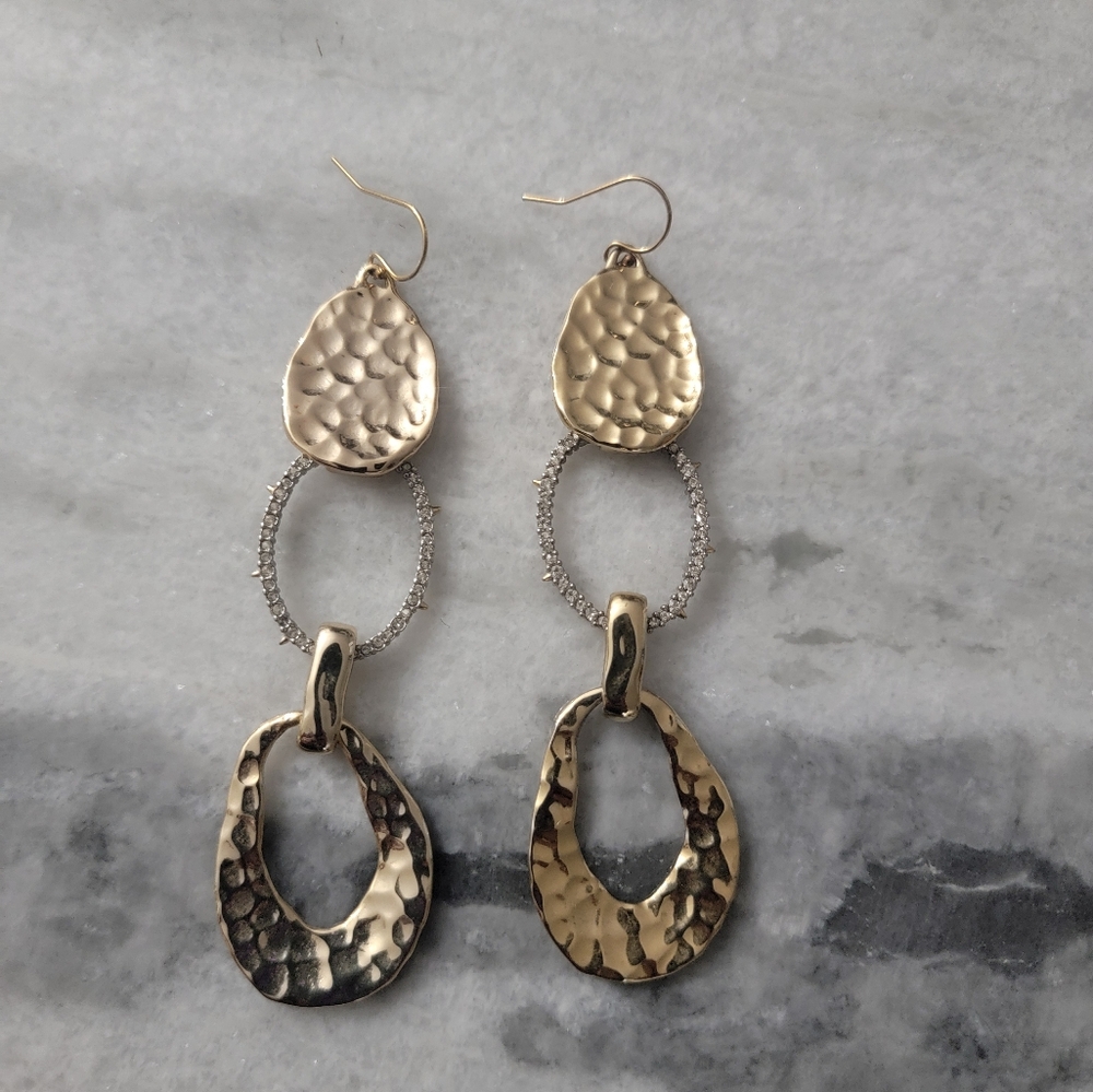 ALEXIS BITTAR Gold Hammered Dangle Earrings